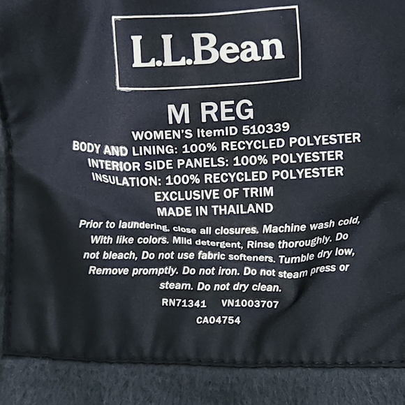 LL Bean Primaloft Puffer Jacket Womens Medium Quilted Fleece Lined Navy - Picture 6 of 11